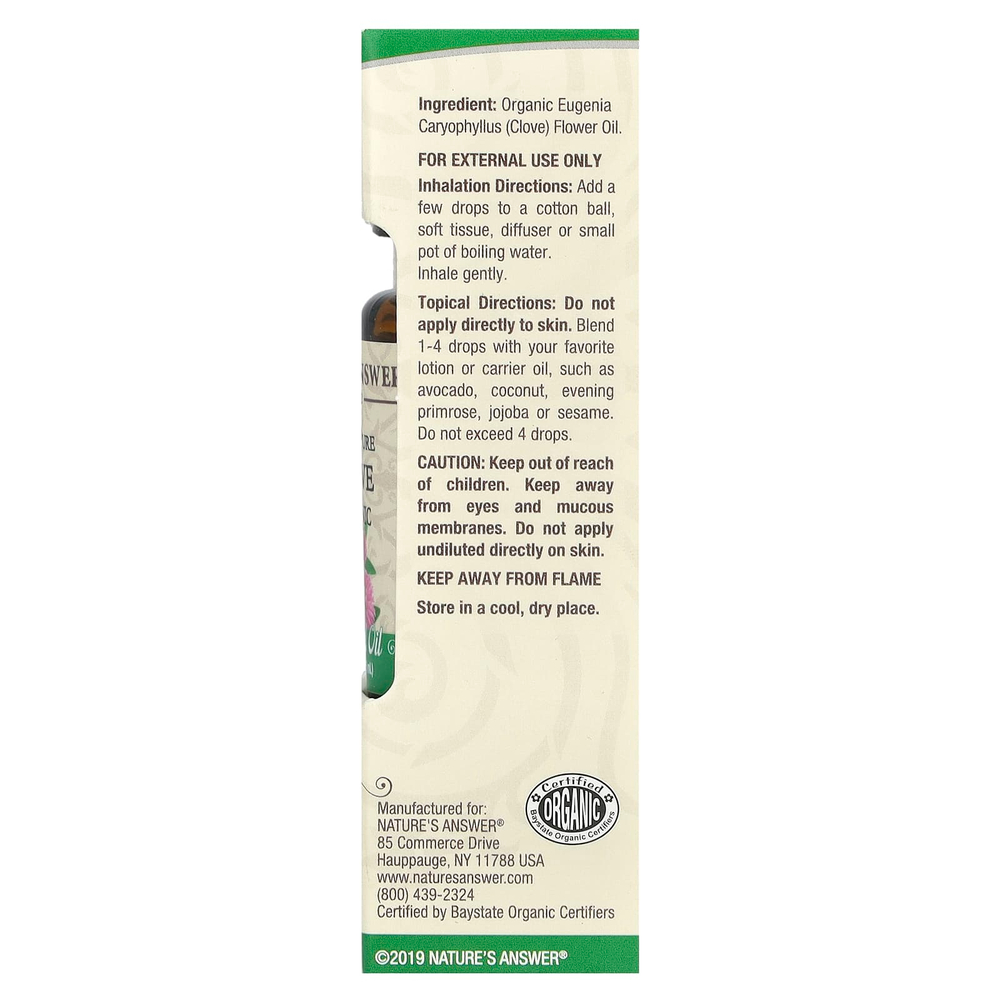 Nature's Answer, Органические эфирные масла, масло гвоздики, 0,5 жидких унций (15 мл)