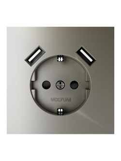Розетка 1-м СП S70 16А с USB A+A с заземл. защ. шторки механизм шелк Voltum VLS040404