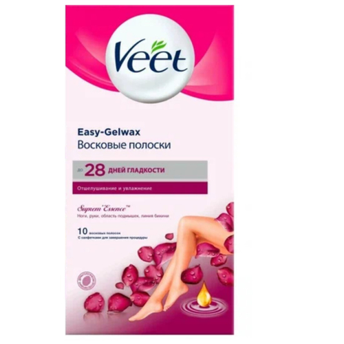 ВИИТ Депилятор Восковые Полоски 10шт Ноги Руки Подмышки Бархатная Роза+Эфирные Масла (22415,908) *****