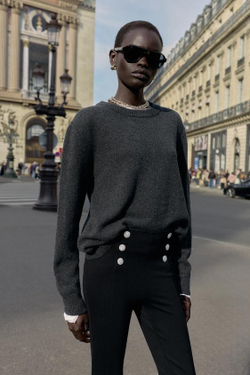 ZARA ЛЕГИНСЫ С ДЕКОРАТИВНЫМИ ПУГОВИЦАМИ, ЧЕРНЫЙ