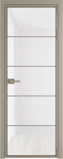 Алюминиевая дверь 5AХ никель матовый стекло белый триплекс