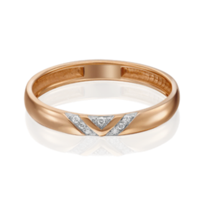 Обручальное кольцо из красного золота c бриллиантами 01-1528-00-101-1110-30