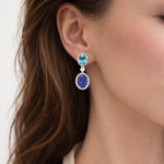 Серьги с Танзанитами, Цирконами и Бриллиантами, E0022-2/1