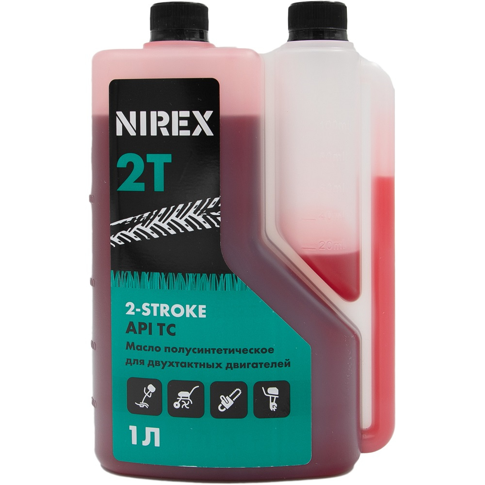 Масло NIREX 2-х тактное полусинтетика API TC с дозатором 1 л NRX-32297
