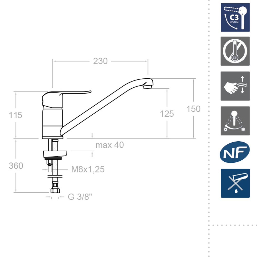 Смеситель для кухни YPSILON PLUS 6499