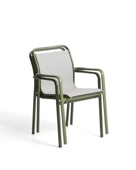 Уличный стул Luri из алюминия зеленого цвета и бежевого текстиля