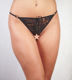 Стринги черные кружевные со шнуровкой, (44) (Цвет: черный)