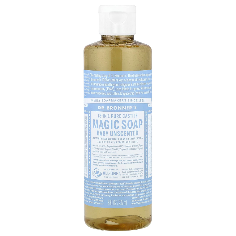 Dr. Bronner's, детское кастильское мыло, 18 в 1, без запаха, 237 мл (8 жидк. унций)