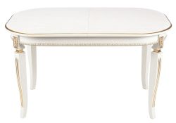 Деревянный стол Romeo 130(170)х85х75 молочный / патина золото