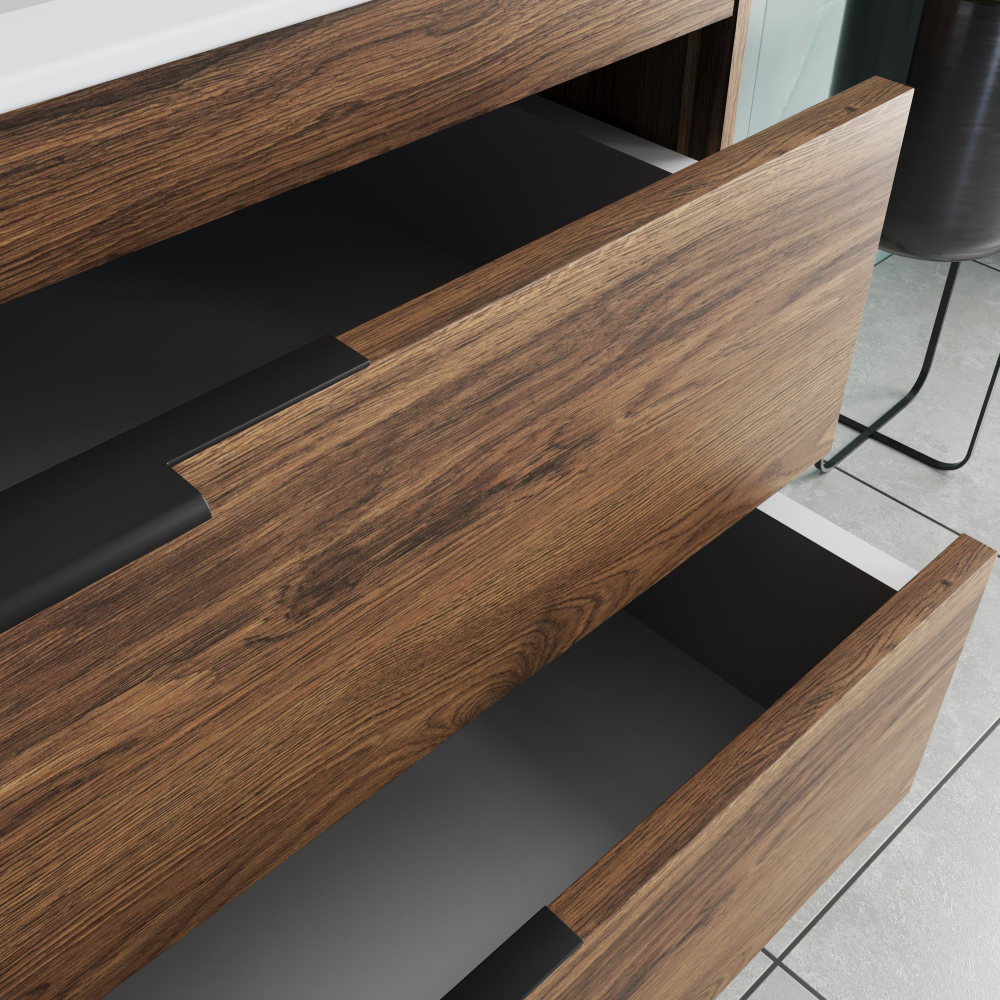 База под раковину Chiara 2D 1000 подвесная, 2 выкатных ящика soft-close, С.Oak