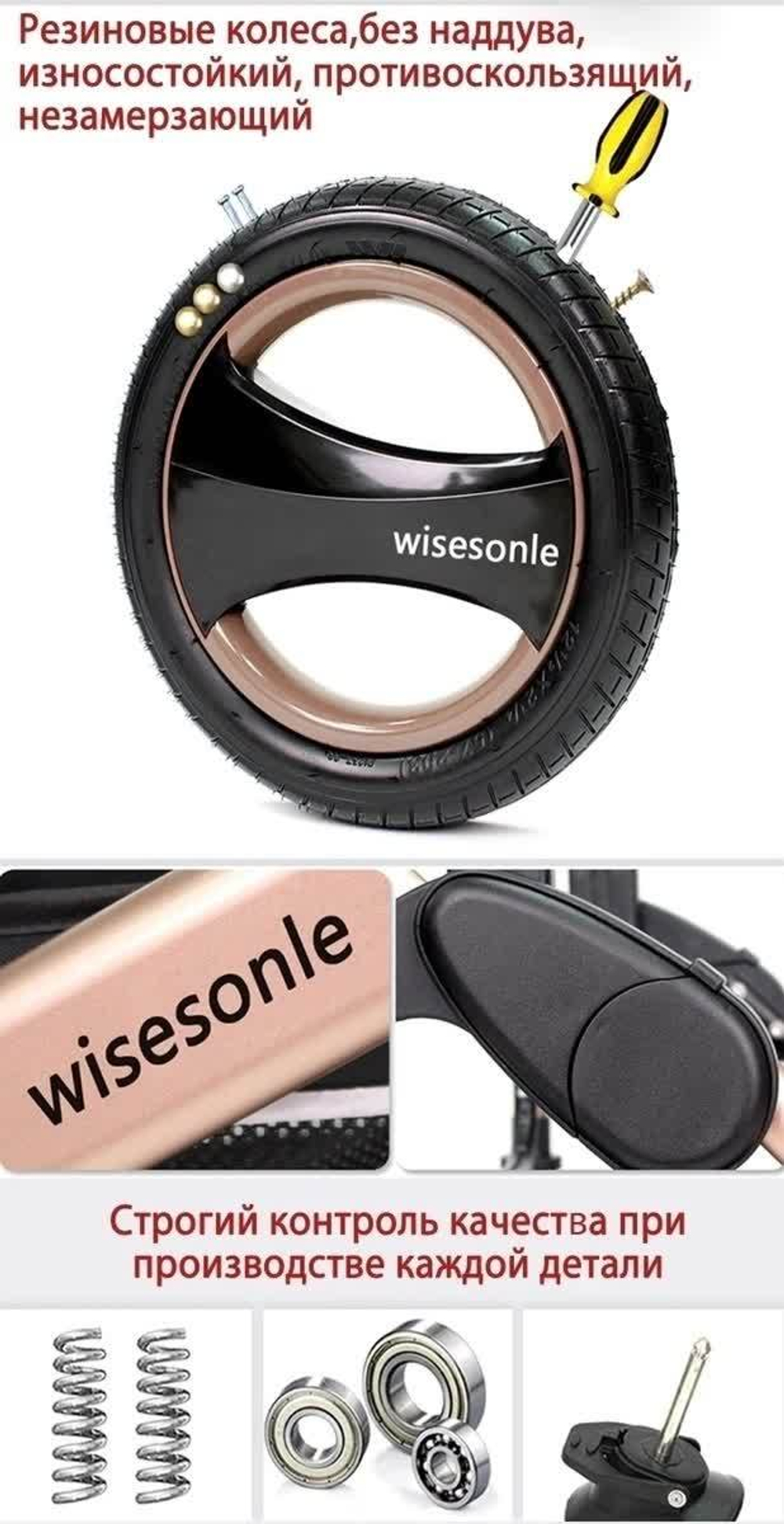 Коляска трансформер 3в1 Wisesonle Серый текстиль