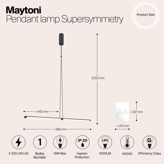 Подвесной светодиодный светильник Maytoni Supersymmetry P096PL-L11BK1