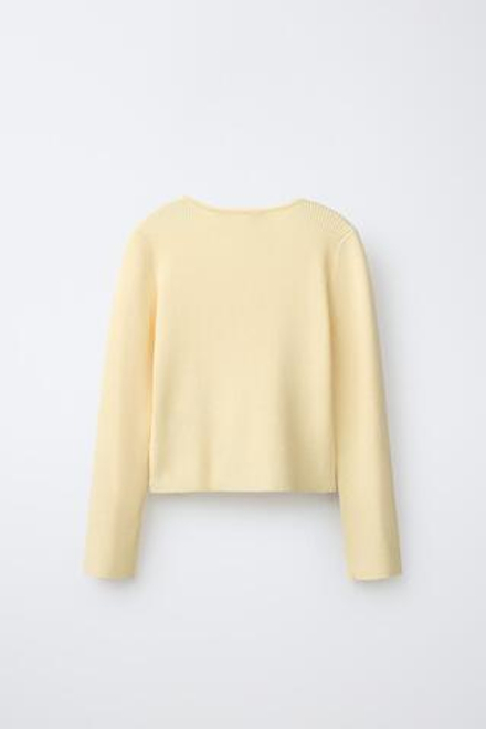 ZARA СВИТЕР В РУБЧИК СО СБОРКАМИ, ЖЕЛТЫЙ