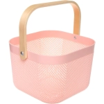 Корзина для хранения с деревянной ручкой «ФАРГО», цвет светло-розовый, 24*23,5*18см