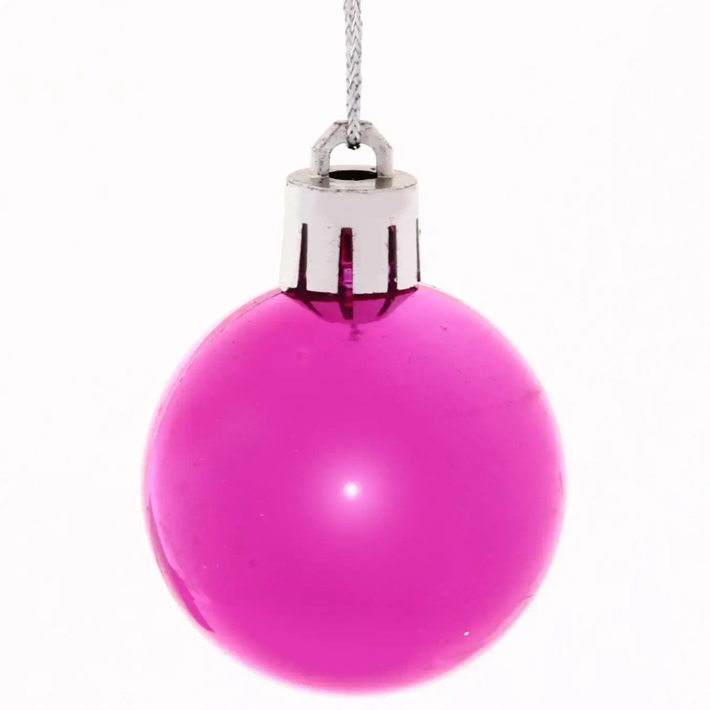 Новогодние шары 4 см (набор 6 шт) «Микс фактур», фуксия