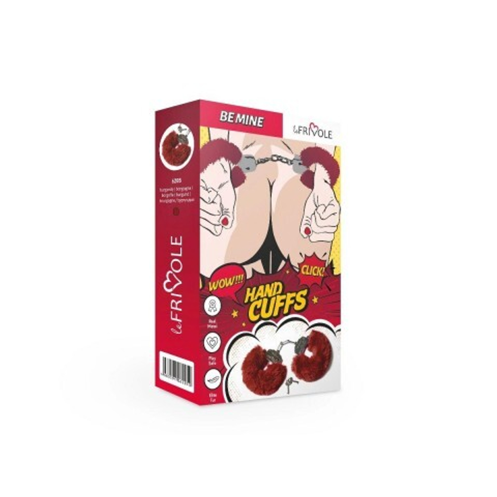 Шикарные наручники с пушистым мехом винного цвета  (Be Mine)