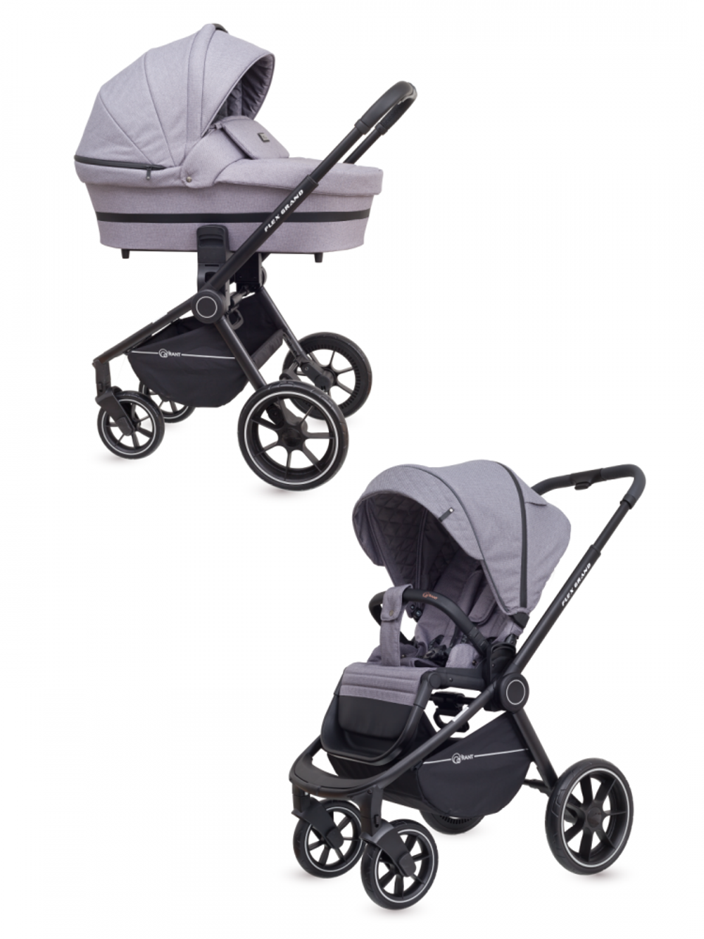 Коляска детская Rant "FLEX GRAND" PU (2в1) RA065 Mercury Grey