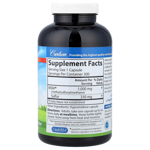 Carlson, сера, МСМ, 300 вегетарианских капсул