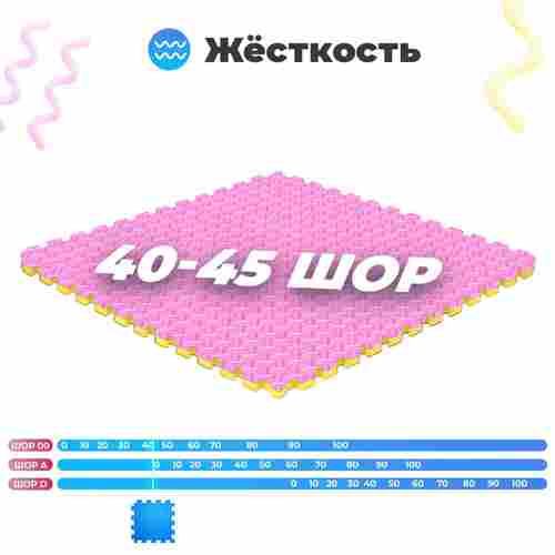 ЭВА-плитка розово-жёлтая 100×100×2 см - мягкий коврик-пазл, ромбы, 10 шт.
