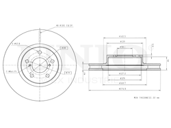 Диск тормозной передний UNIO BRD-20099