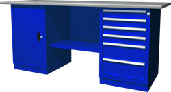 OWB2-16 Верстак с двумя тумбами, тумба с одной дверцей и тумба с 6 ящиками, 1900х686х820 мм