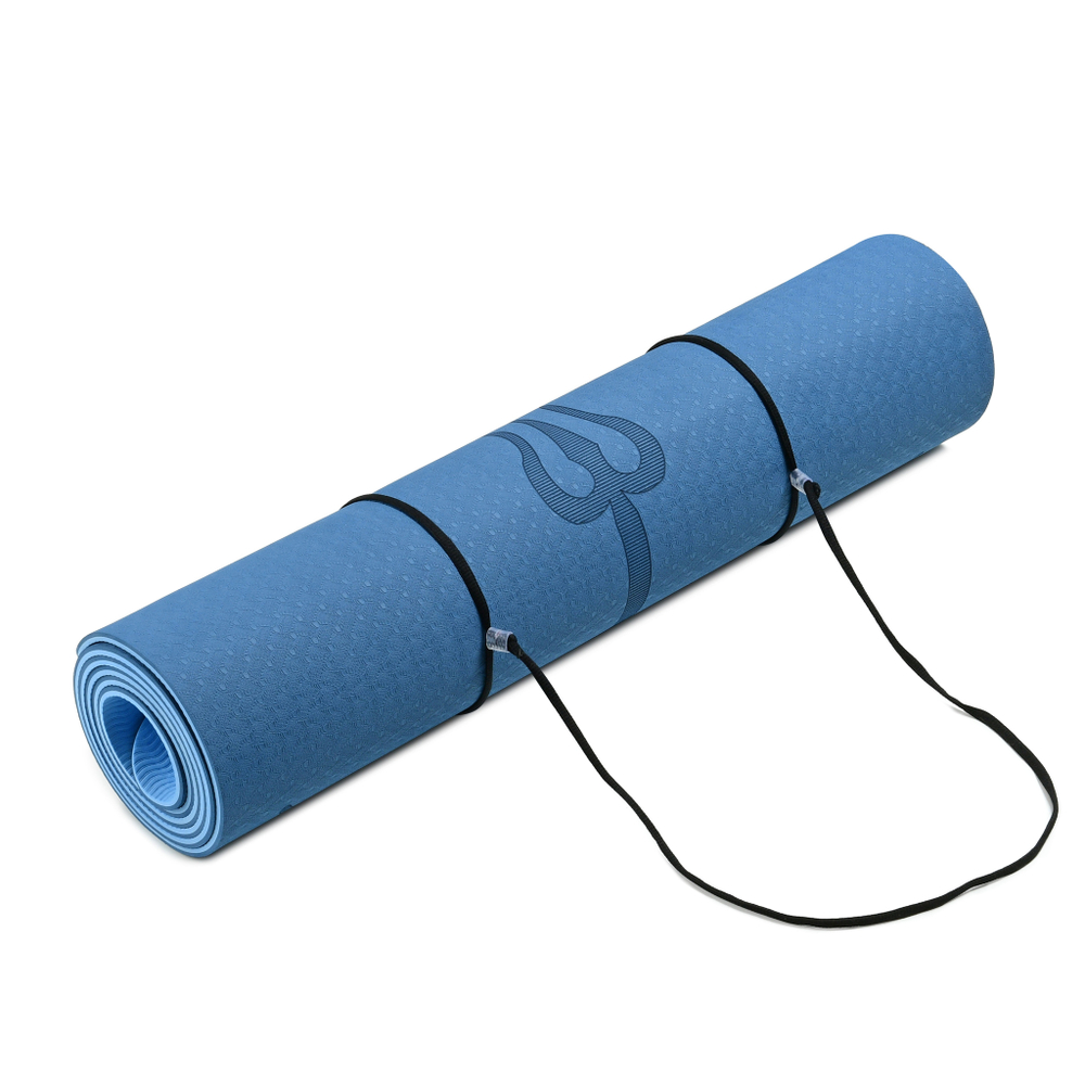 Коврик с разметкой Голубика 183*61*0,6 см для йоги и фитнеса