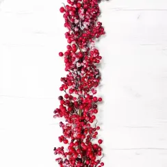 Гирлянда заснеженная из красных ягод 185 см., Christmas DeLuxe (87342)
