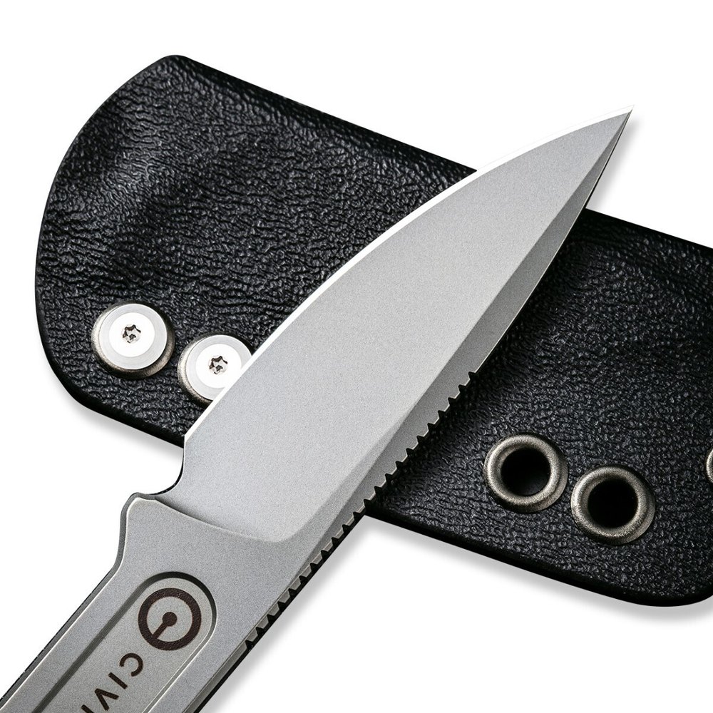 Нож CIVIVI Fixed Blade Circulus сталь 10Cr15CoMoV, рукоять из нержавеющей стали с каменной отделкой серая