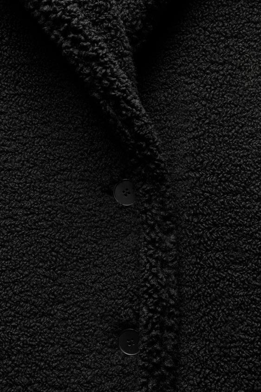 ZARA ШУБА ИЗ ИСКУССТВЕННОЙ ОВЧИНЫ, ЧЕРНЫЙ