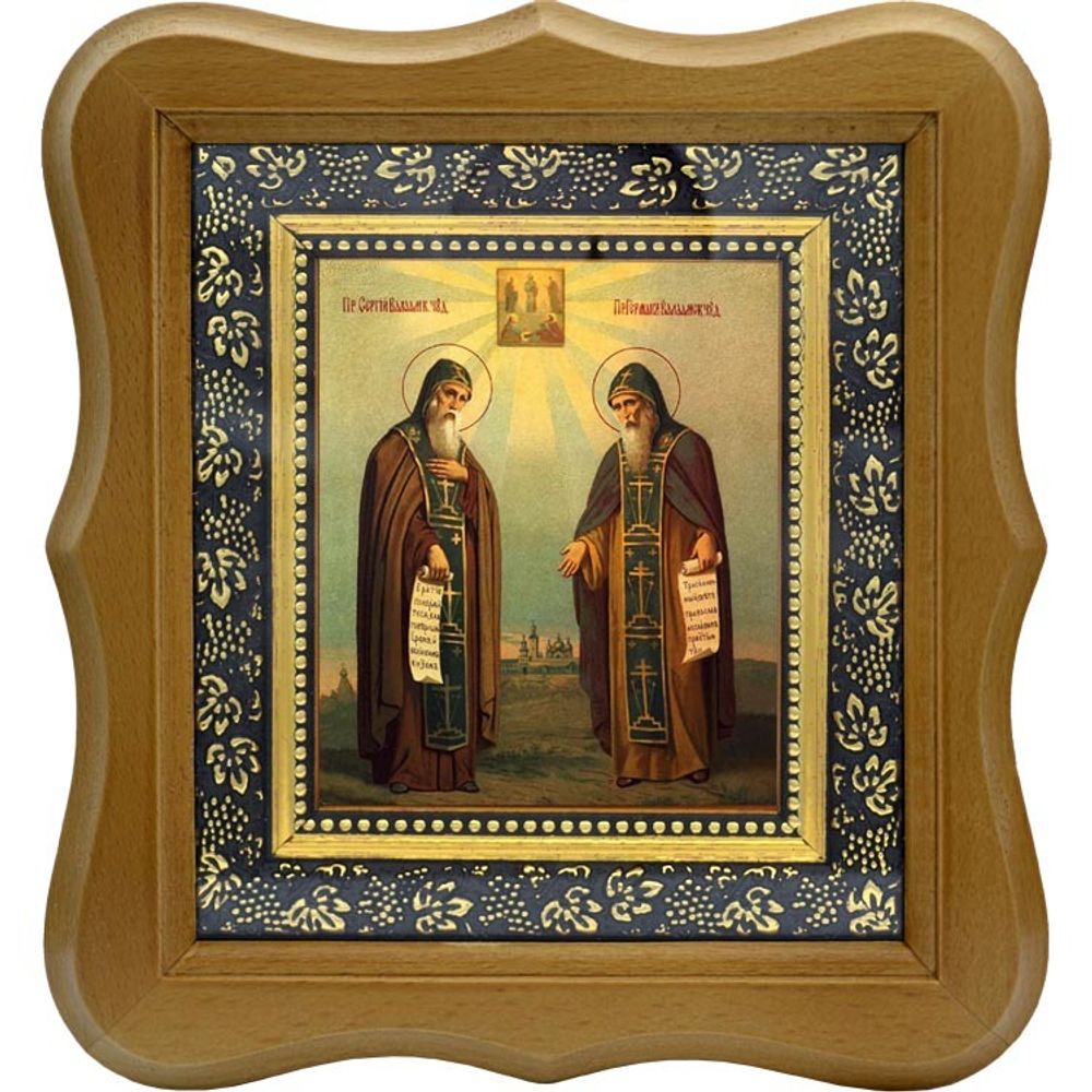 Сергий и Герман Валаамские Святые Преподобные. Икона на холсте.