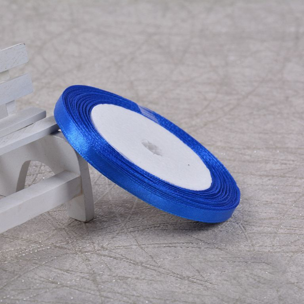 Лента атласная 6 мм  (23 метра, цвет №40   синий)