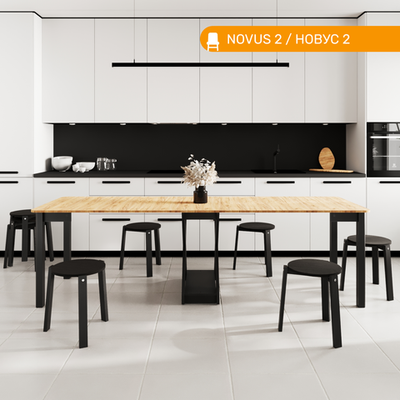 Стол трансформер NOVUS 2, цвет дуб крафт золотой/ черное дерево