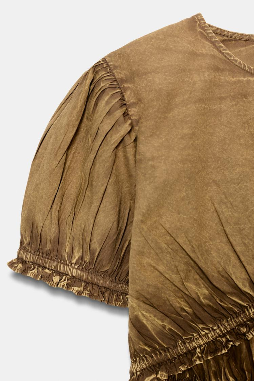 ZARA КРОП-ТОП ИЗ ВЫСТИРАННОГО ПОПЛИНА, ХАКИ