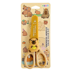 Ножницы канцелярские детские 13,5 см, с чехлом, серия "Капибара", MC-Basir, с закругленными концами для резки бумаги, картона и рукоделия, длина лезвия 6.5 см