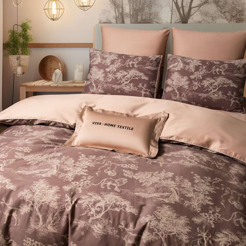 КПБ Сатин Премиум на резинке CPAR049, Евро, 4 наволочки, простынь 180*200*30