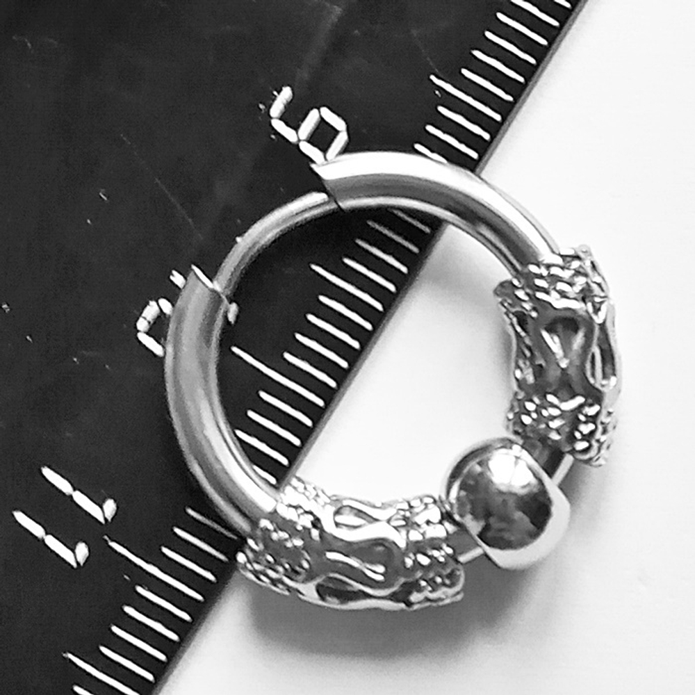 Серьга кольцо (1шт.), для пирсинга уха, диаметр 14мм. Медицинская сталь.