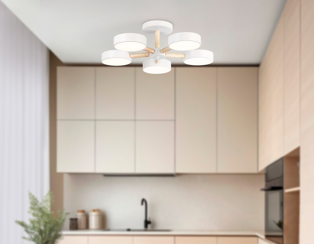 Подвесной светодиодный светильник с пультом FL4825/5 WH белый 3000K-6400K 65W D580*160 (ПДУ ИК)