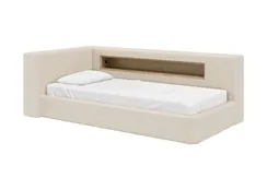 Диван-кровать Cube c нишей L (молочный, букле)