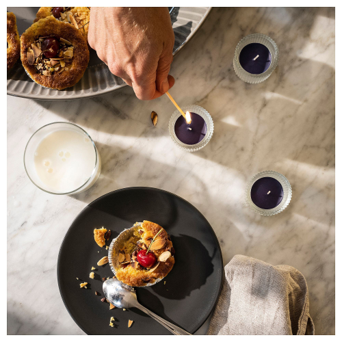 Набор ароматических свечей IKEA KOPPARLONN (КОППАРЛЕНН), Вишня, миндаль и шафран, Темно-синий, 3,5 часа, 30 шт