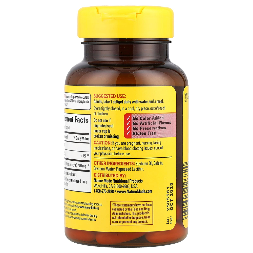 Nature Made, Коэнзим Q10, 400 мг, 40 мягких таблеток