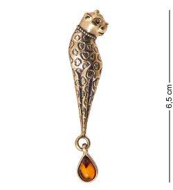 AM-3831 Брошь «Гепард Красотка» (латунь, янтарь)