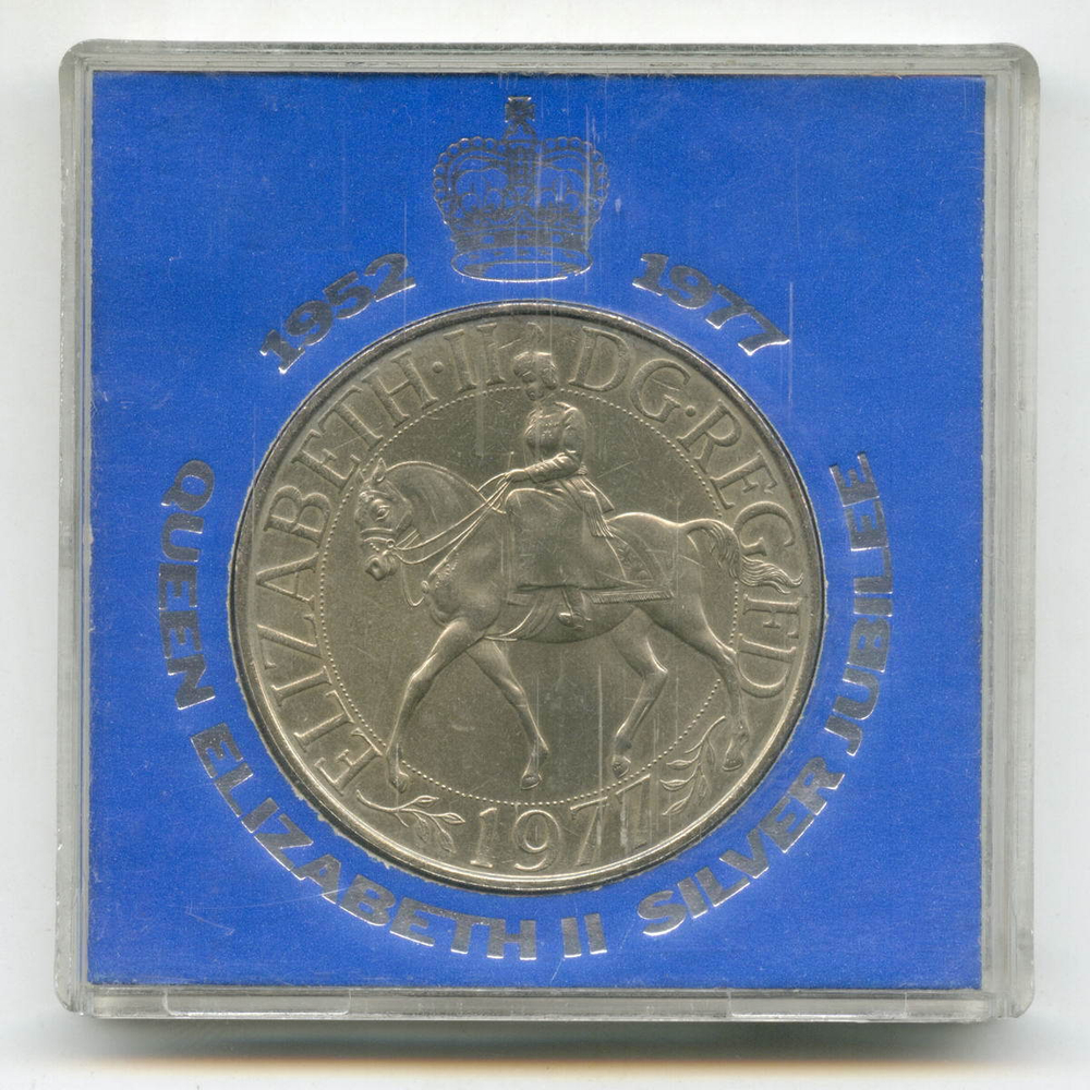 25 новых пенсов 1977 год. Великобритания. 25 лет правления Елизаветы II. XF-AU в родной коробке
