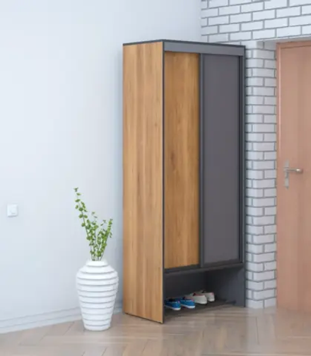 Шкаф-купе Ивару ОЛЬГА-ЛОФТ 10.1, Дуб Крафт Золотой, Темно Серый