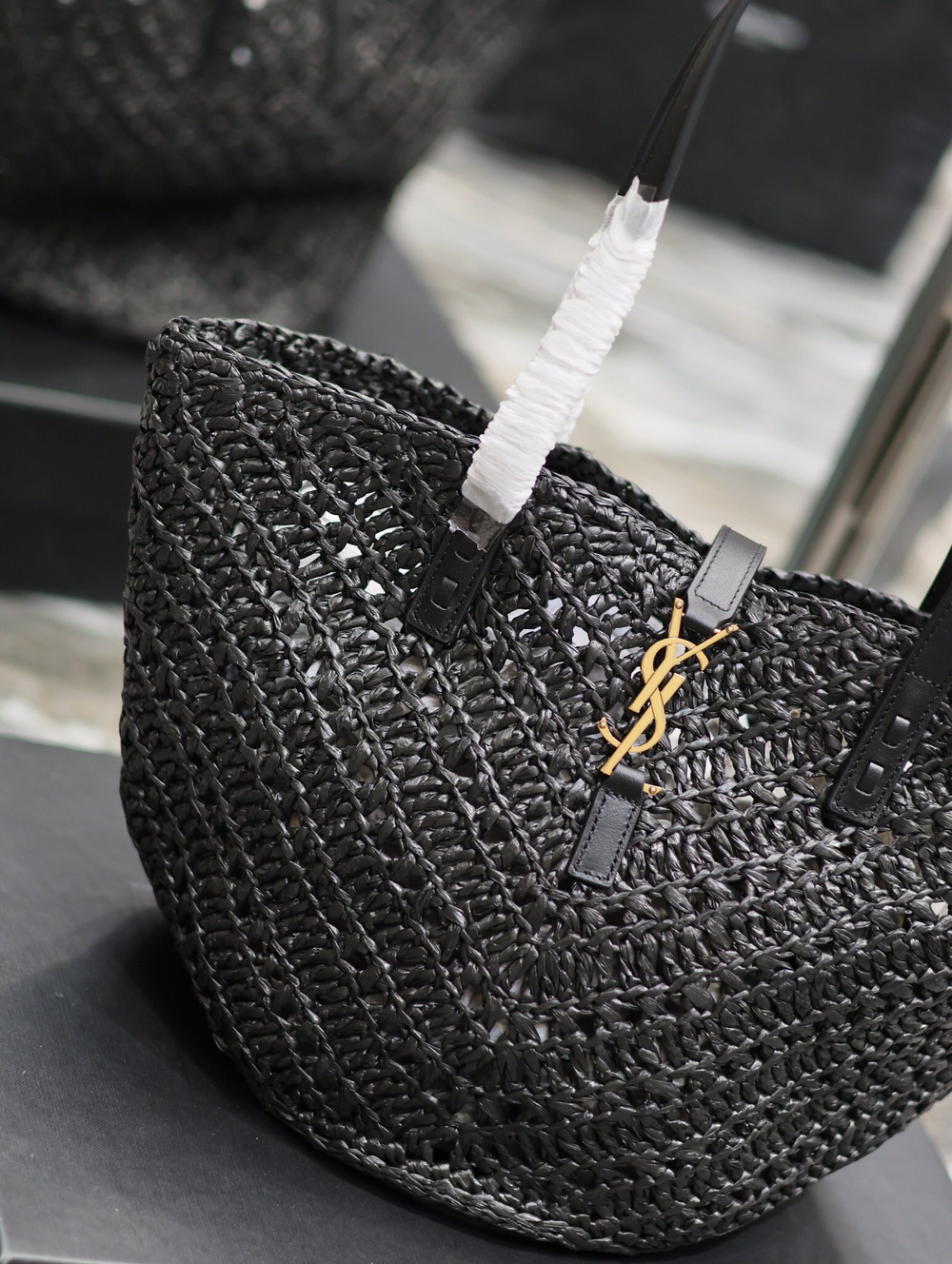 Saint Laurent Panier Small in Raffia