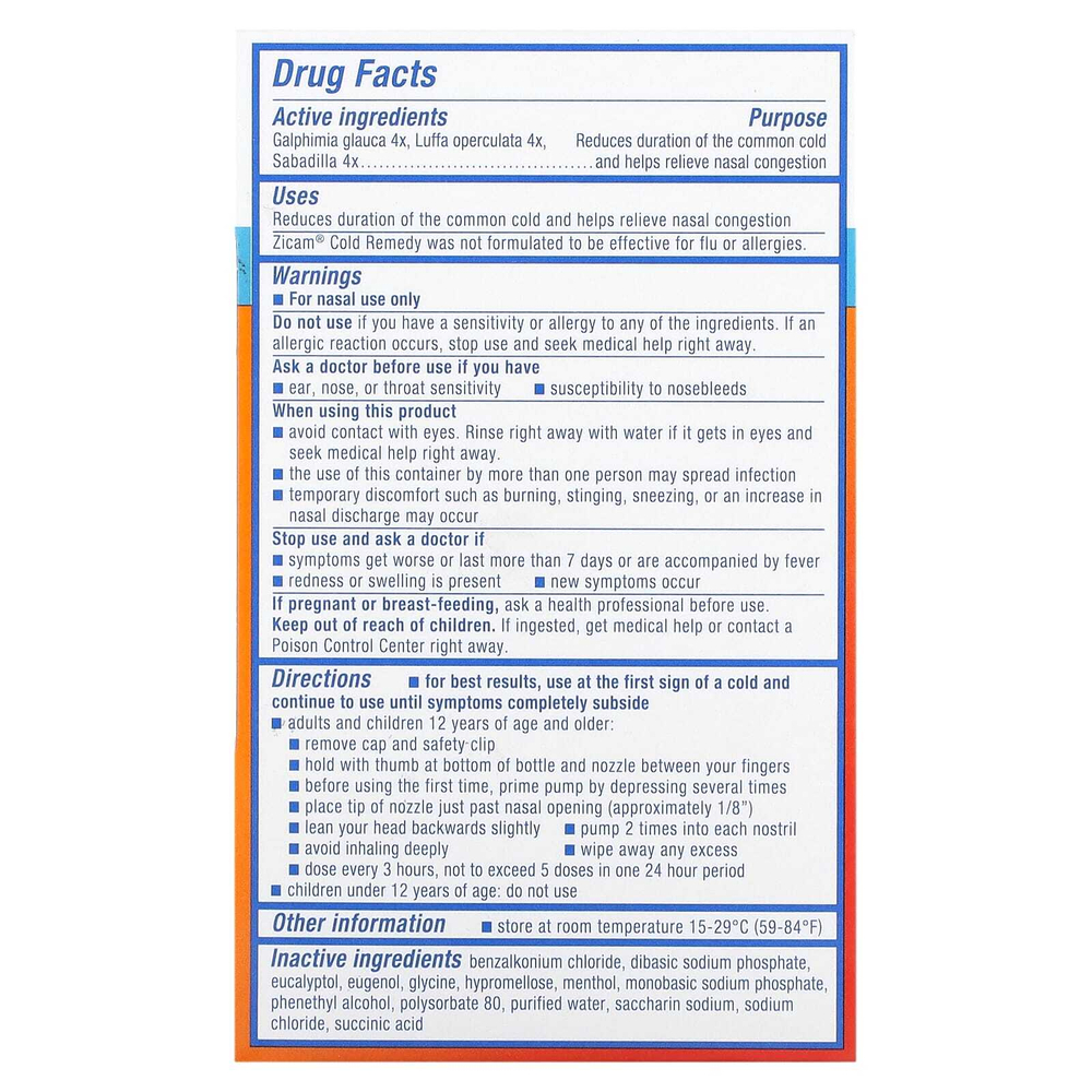 Zicam, Cold Remedy, спрей для носа без капель, 15 мл (0,5 жидк. унц.)