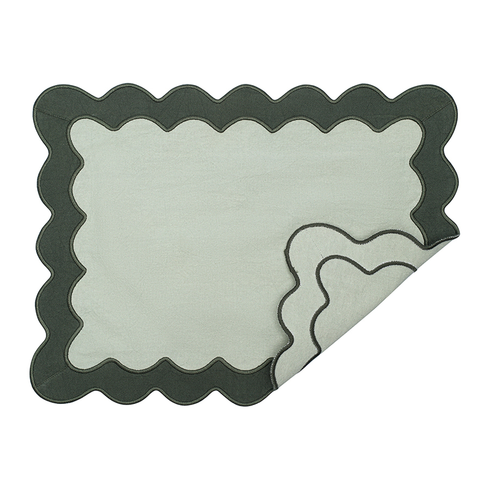 Салфетка под приборы с контрастным кантом зеленого цвета из коллекции trendy ruffles, 35х45 см