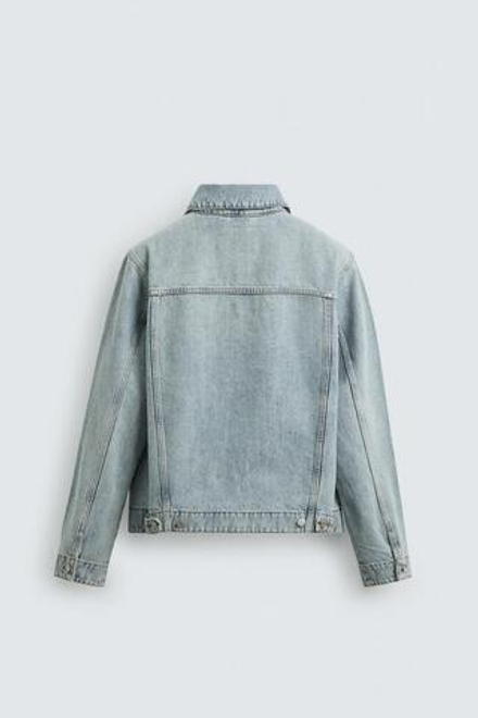 ZARA БАЗОВАЯ ДЖИНСОВАЯ КУРТКА, ГОЛУБОЙ