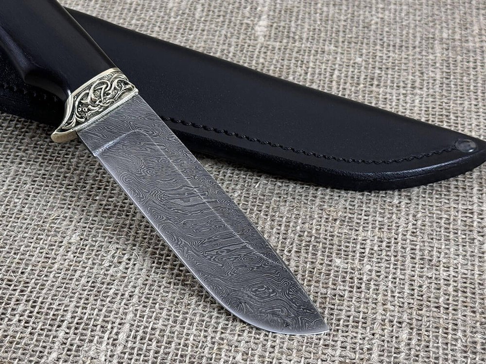 Нож "Корсар", дамасская сталь, рукоять черный граб мореный