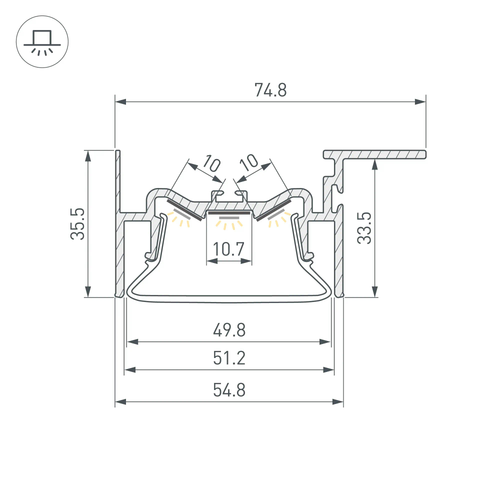 Профиль FOLED-50-CEIL-SIDE-2000 (Arlight, Алюминий) 035770
