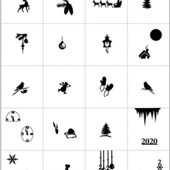 НОВЫЙ ГОД Большая коллекция трафаретов - 24шт.